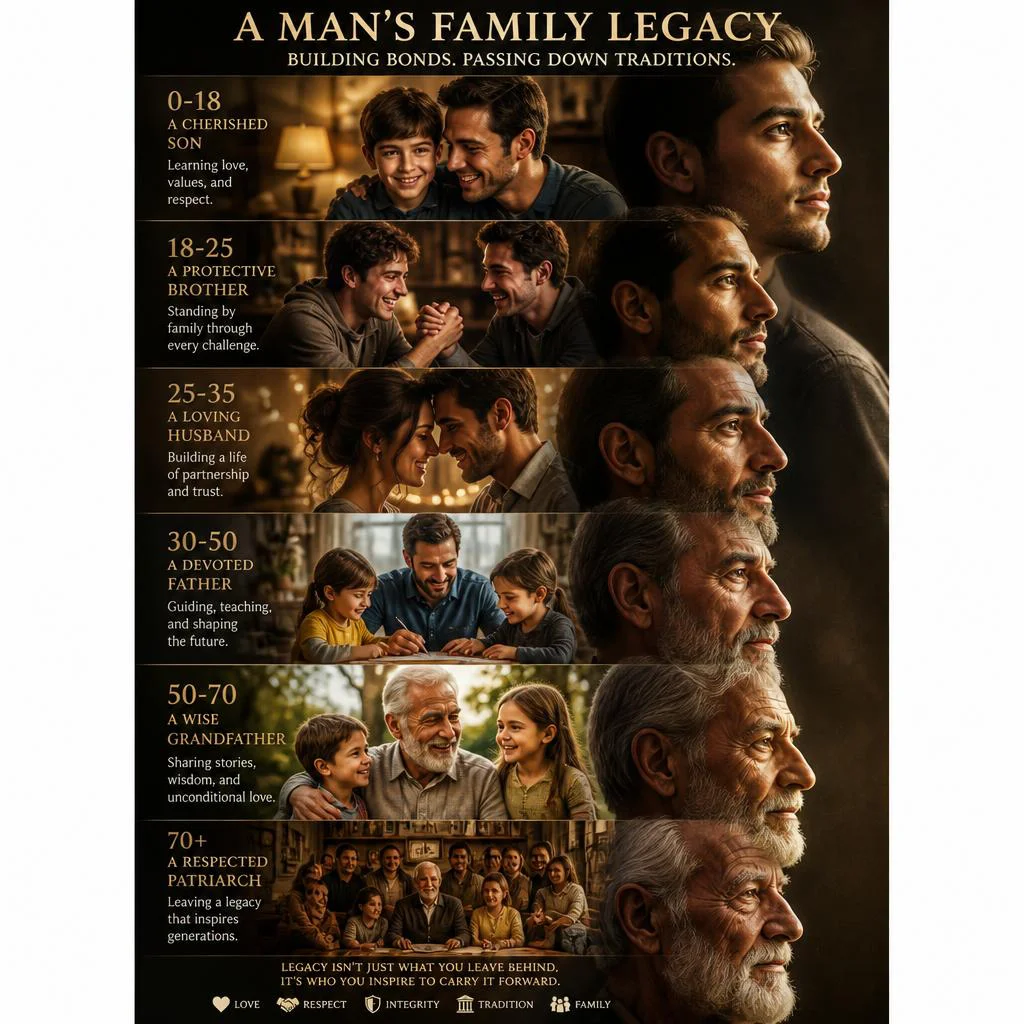 A Man's Family Legacy: Building Bonds and Passing Down Traditions | Image Generator Prompt — AI image prompt