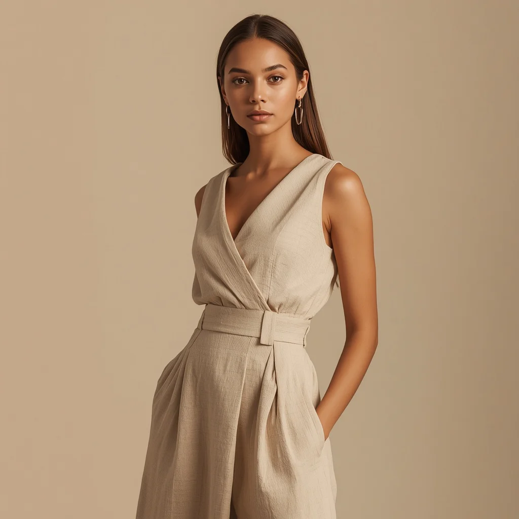Beautiful Girl in Clean Oatmeal Linen Dress | Girl 2026 Prompt — AI image prompt