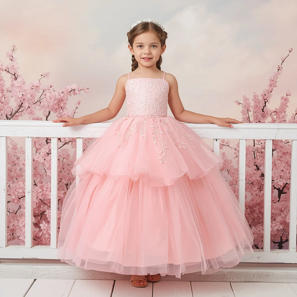 Beautiful Girl In Pastel Pink Organza Party Dress | Free Girls Prompt — AI image prompt