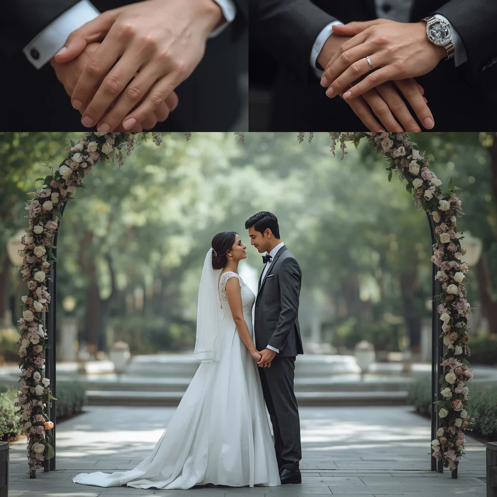 Romantic City Park Wedding with Elegant Archway | Couple Romantic Prompt — AI image prompt