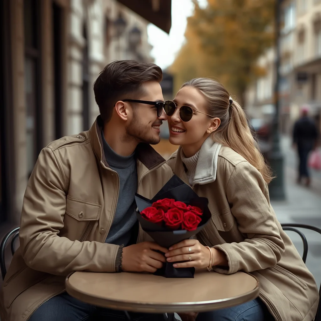 Romantic Lockscreen: Couple at European Café | Hot Couple Prompt — AI image prompt
