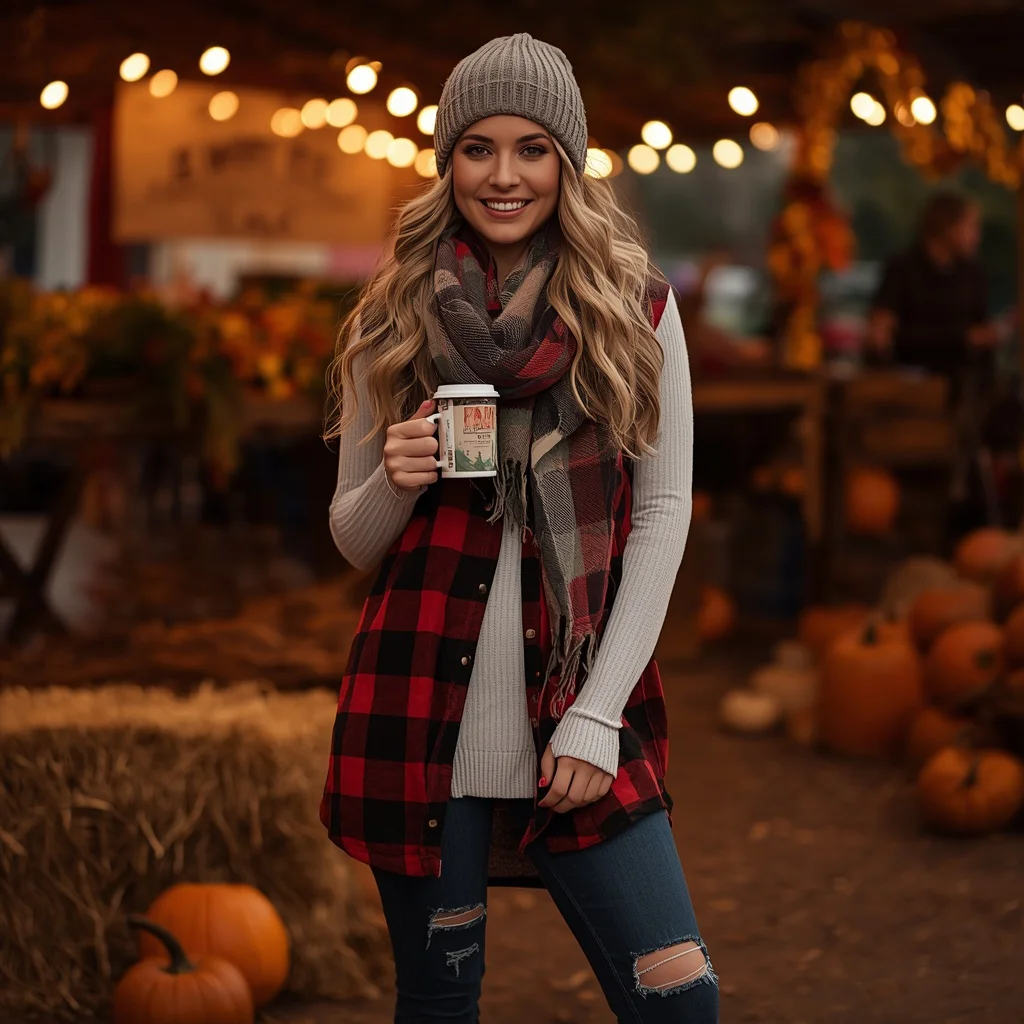 Rustic Autumn Festival: A Cozy Flannel and Denim Dress | Festive Prompt — AI image prompt
