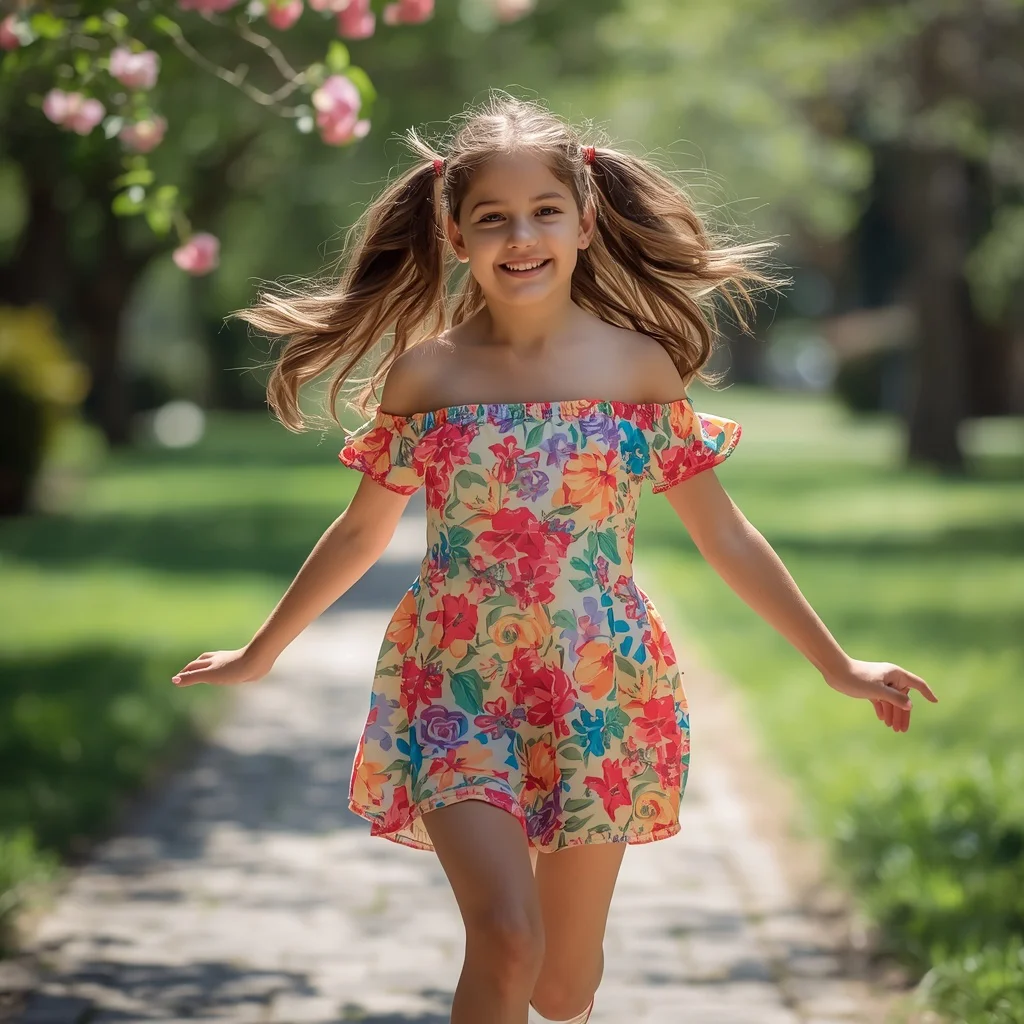 Vibrant and Playful in a Floral Off-Shoulder Dress | Girl Hindi Prompt — AI image prompt
